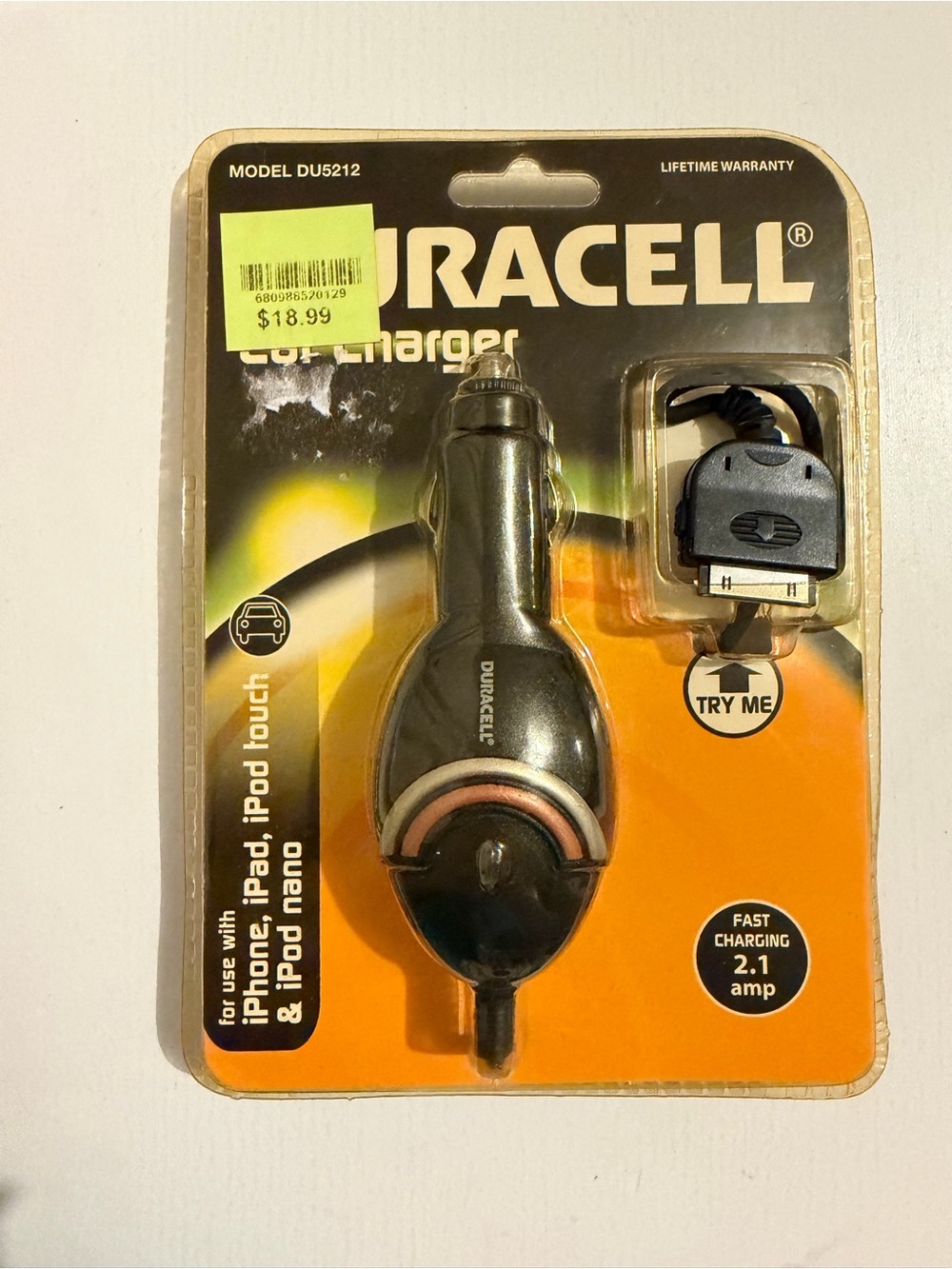 Vintage Duracell 30-Pin Apple Car Charger DU5212 | iPhone 4S iPod iPad NOS